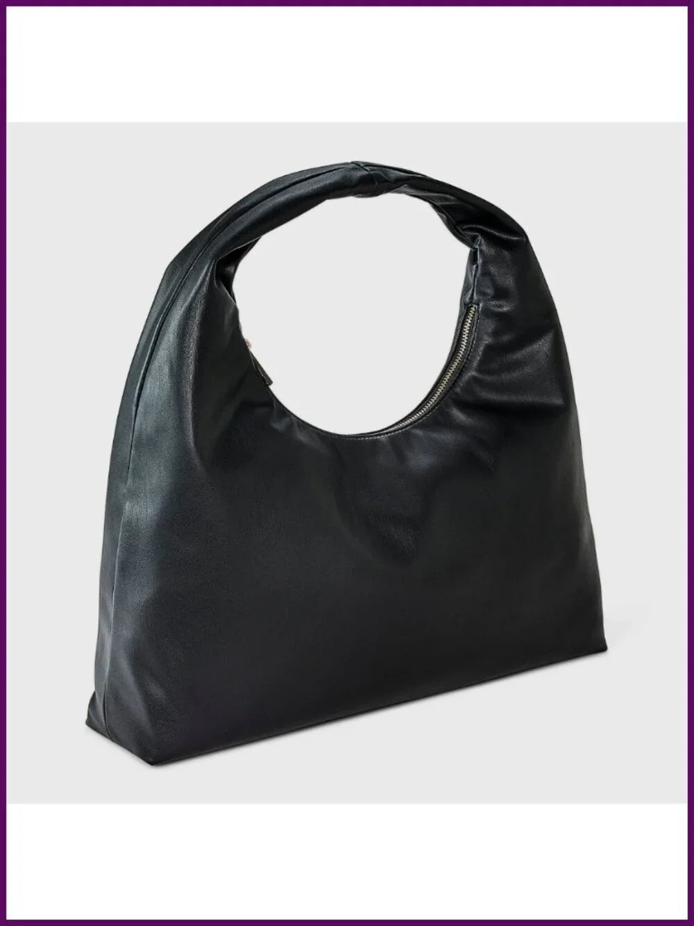 Faux Leather Soft Shoulder Bag with Zip Pocket